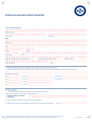 PZU Insurance Refund Disposition Form
