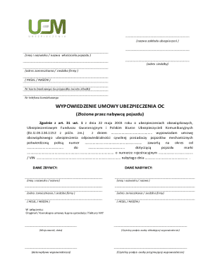 Polish Car Insurance Cancellation Form