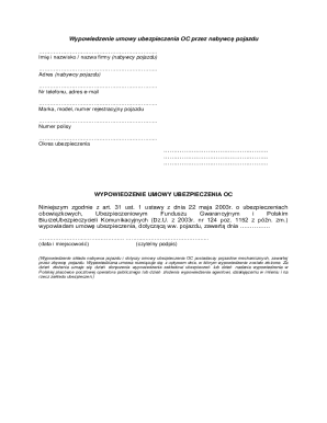 Wypowiedzenie Umowy Ubezpieczenia OC