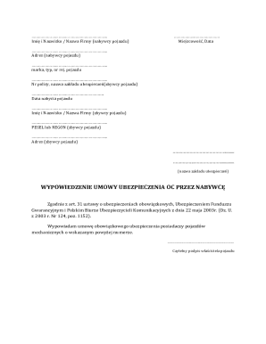 Vehicle Insurance Cancellation Form