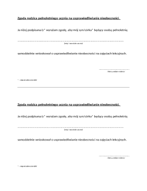 Parent Consent for Absence Justification