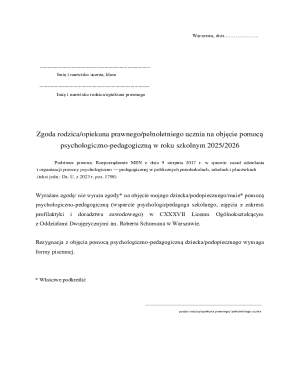 Parental Consent for Psychological-Pedagogical Support