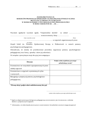 Parental Consent Form for Psychological-Pedagogical Support
