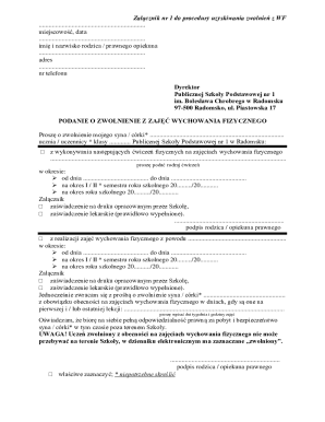 Polish Physical Education Exemption Request