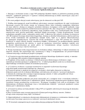 Polish Student Physical Education Exemption Form