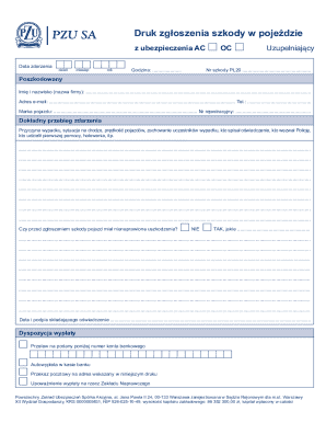 Vehicle Damage Claim Form