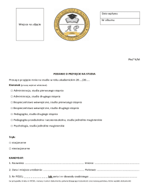 Application for Admission to Studies