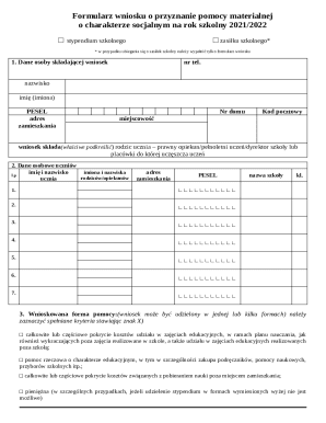 Polish School Social Aid Application Form