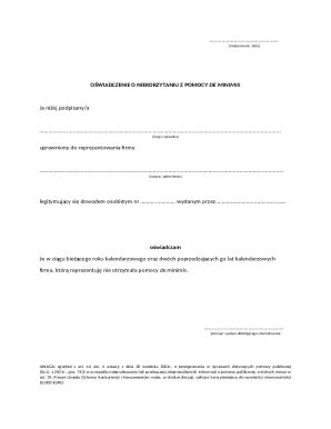 De Minimis Aid Declaration