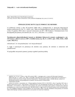 De Minimis Aid Beneficiary Declaration