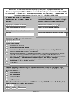 EU De Minimis Aid Information Form