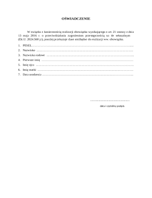 Oświadczenie o przeciwdziałaniu przestępczości na tle seksualnym