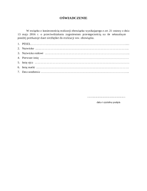 Sexual Crime Prevention Declaration