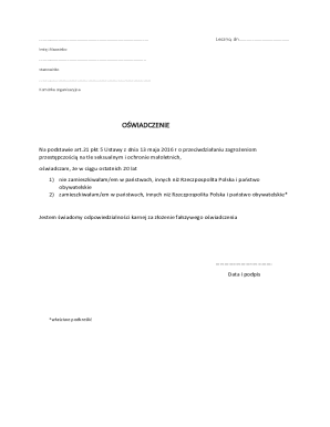 Polish Sexual Offense Prevention Declaration