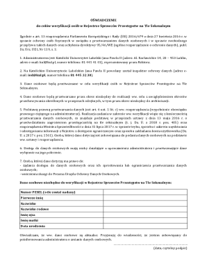 OŚWIADCZENIE for Sexual Offender Registry Verification