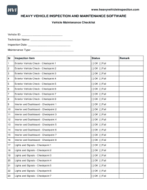 Heavy Vehicle Inspection Checklist