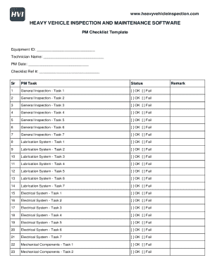 Heavy Vehicle PM Checklist Template