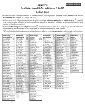 Friedrichsdorf City Council Election Ballot