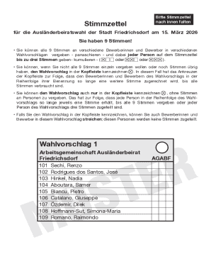 Foreigners' Advisory Council Election Ballot