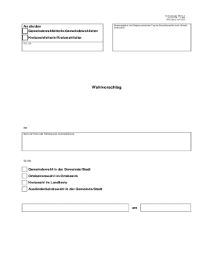 German Municipal Election Nomination Form