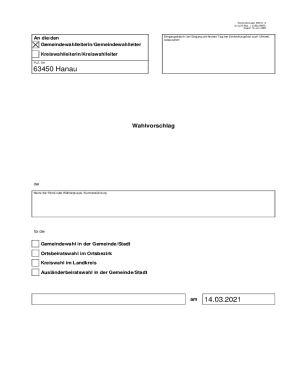 German Municipal Election Nomination Form