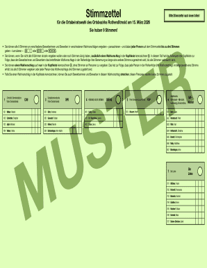 German Local Council Election Ballot
