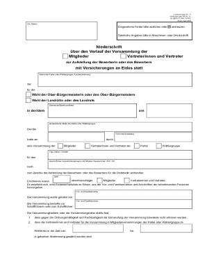 German Municipal Election Candidate Nomination Form