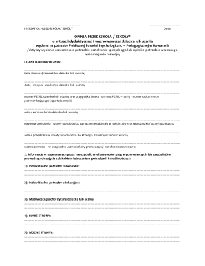 Preschool School Opinion Form