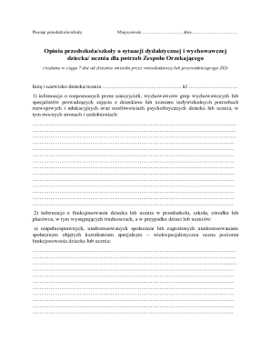 School Opinion on Child's Educational and Upbringing Situation