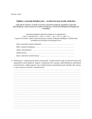 Educational and Upbringing Situation Opinion Form