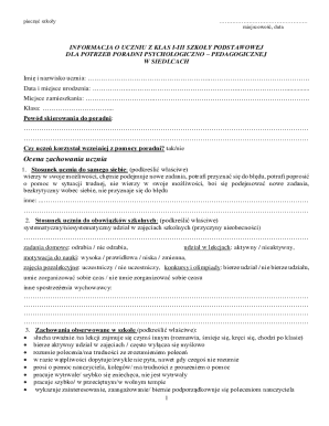 Student Information Form for Psychological-Pedagogical Counseling