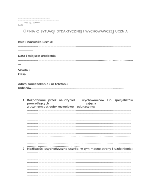 Polish Student Educational Report Form