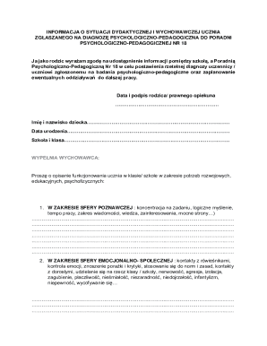 Psychological-Pedagogical Diagnosis Information Form