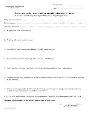 Medical Certificate for Child's Health Status