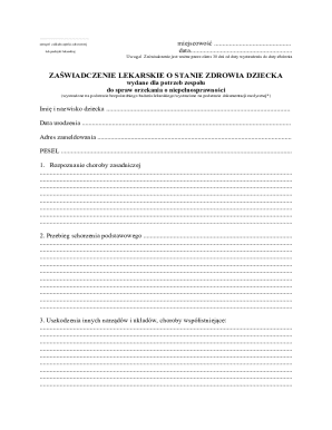 Medical Certificate for Child's Health Status