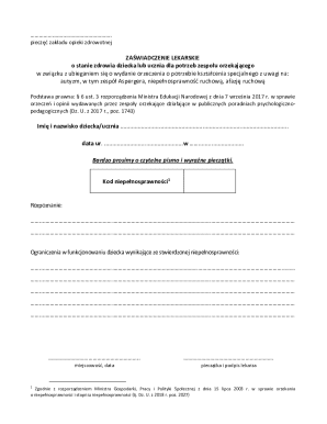 Medical Certificate for Special Education Assessment
