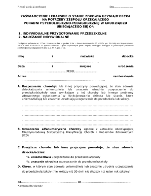 Medical Certificate for Student Health Status