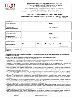 Polish Genetic Testing Consent Form