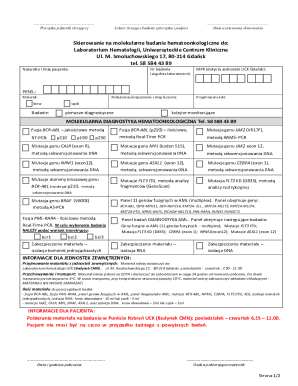 Molecular Hematology Diagnostic Form