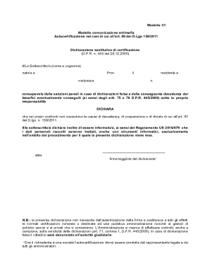 Italian Anti-Mafia Communication Form
