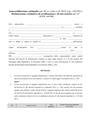 Italian Antimafia Self-Certification Form