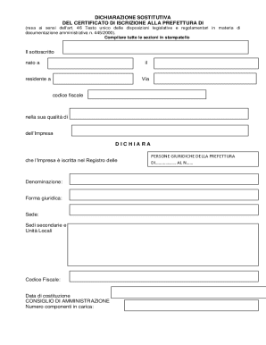 Italian Legal Declaration of Company Registration