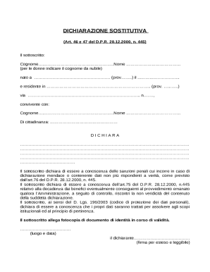 Dichiarazione Sostitutiva Form