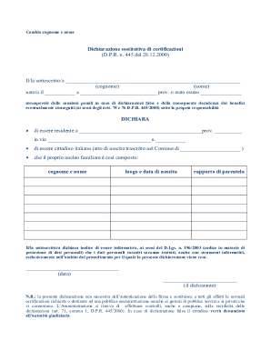 Cambio Cognome e Nome Declaration