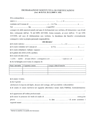 Dichiarazione Sostitutiva Certificazioni