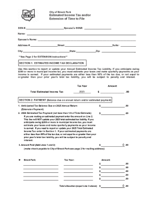 Brook Park Estimated Income Tax Extension