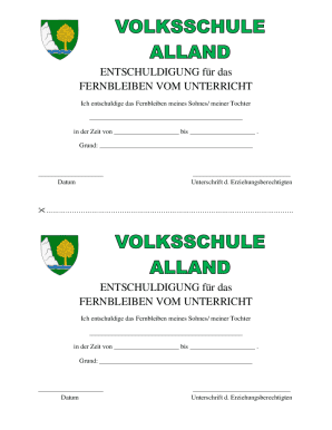 Excuse for Absence from School