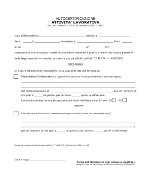 Italian Employment Self-Certification Form