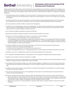 Tennessee Lottery Scholarship Agreement