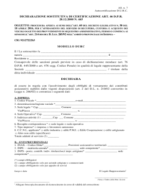 Autocertificazione D.U.R.C. Form